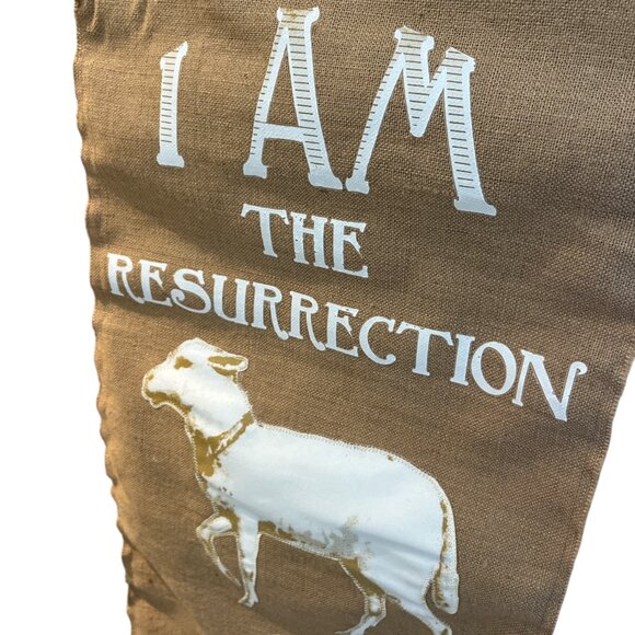 EVER THINE HOME Easter Rustic Burlap Banner Double Sided 'He is Risen' - Picture 3 of 12